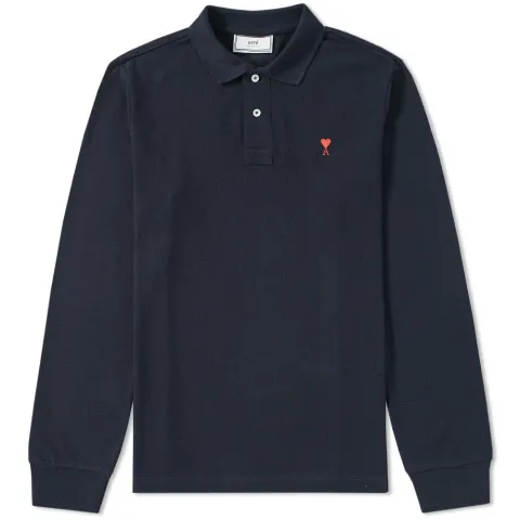 AMI Long Sleeve de Coeur Polo
