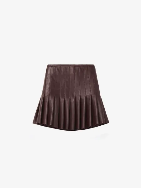 Leather Pleated Mini Skirt