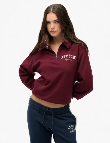Pure Cotton New York Half Zip Sweatshirt Red