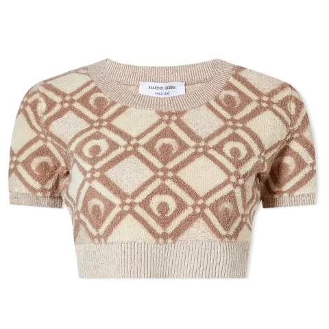 Chunky Jacquard Knitted Crop Top