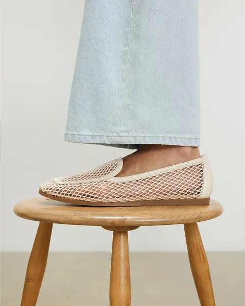 River Island Cream Mesh Loafers