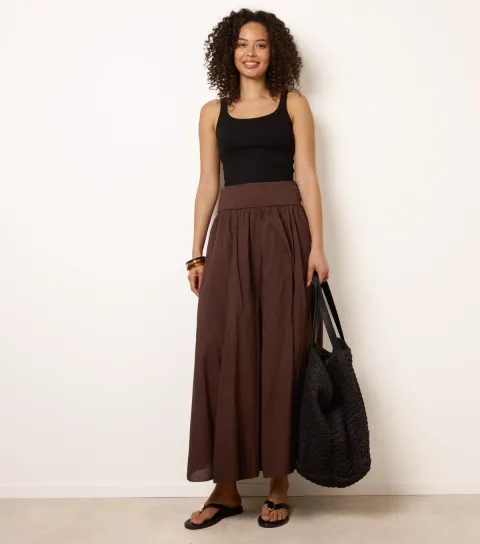 Women's Dark Brown Jersey Maxi Skirt