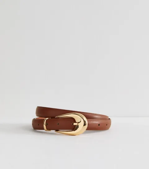 New Look Tan Chunky Buckle Faux Leather Belt