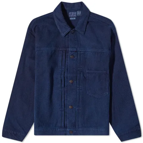 Fine Sashiko Hand Dyed Trucker Jacket