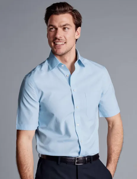 Charles Tyrwhitt Slim Fit Non Iron Pure Cotton Shirt Blue