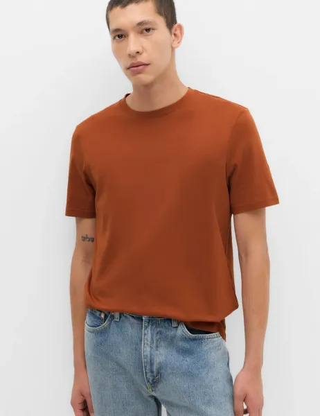 Marks & Spencer Pure Cotton Regular Fit Crew Neck T-Shirt Henna