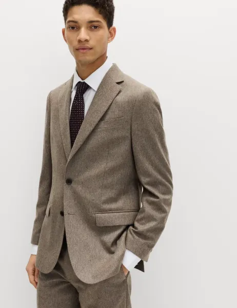 Marks & Spencer Tailored Fit Italian Wool Rich Tweed Suit Jacket Neutral