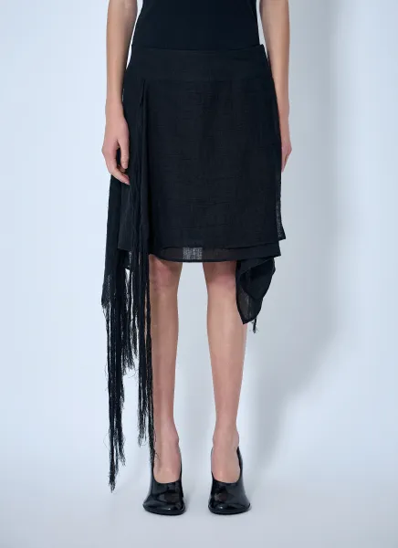 Asymmetric Fringe Skirt