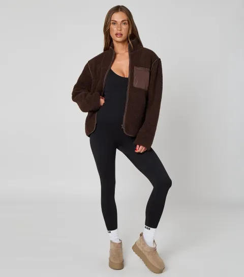 Women's Dark Brown Fleece Jacket
