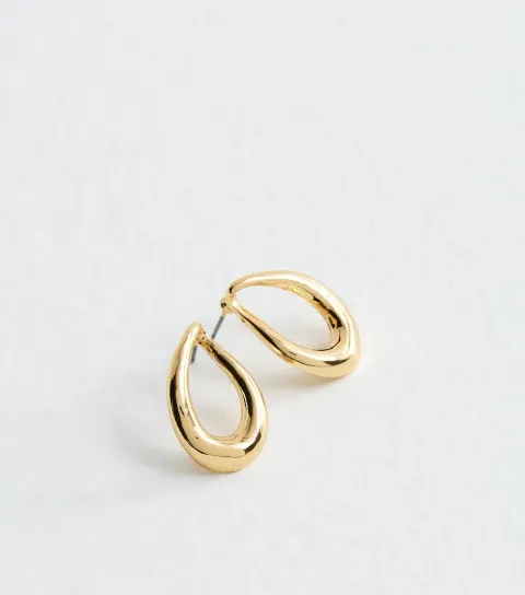 Gold Tone Oval Drop Earrings
