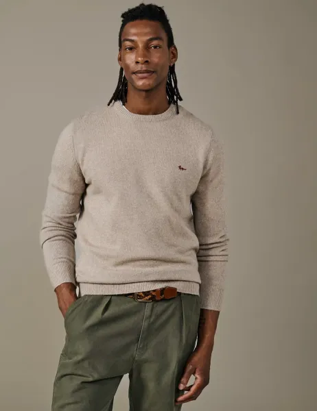 Aubin Pure Wool Crew Neck Jumper Natural Mix