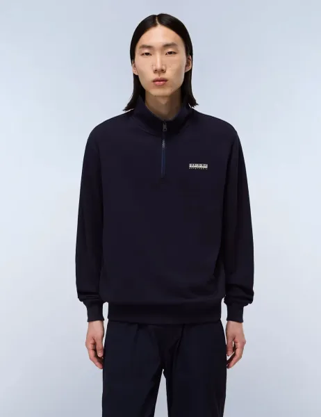 Napapijri Small Box Pure Cotton Half Zip Sweatshirt Cream