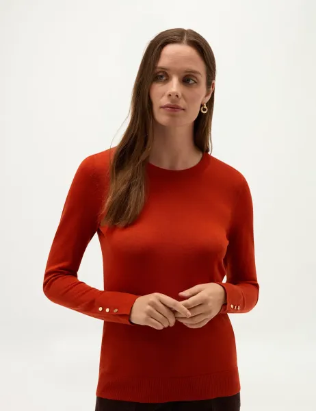 Hobbs Pure Merino Wool Crew Neck Jumper Orange