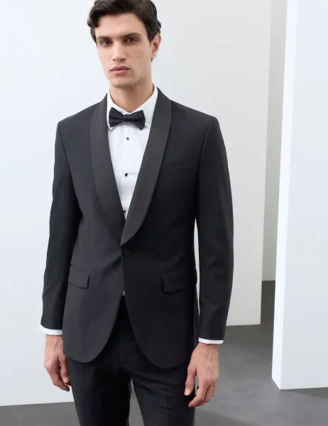 Autograph Tailored Fit Performance Tuxedo Jacket Black