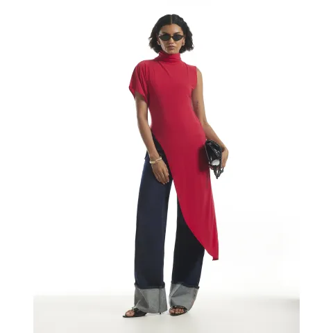 River Island High Neck Asymmetric Flowing Top