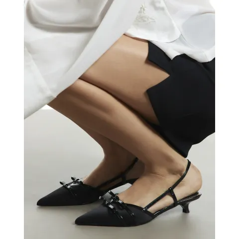 River Island Double Bow Slingback Court Heels