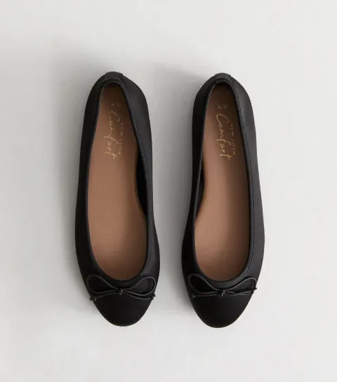 Women's Black Satin Ballet Flats Vegan