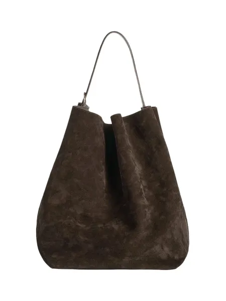 Belted Suede Tote Bag Brown