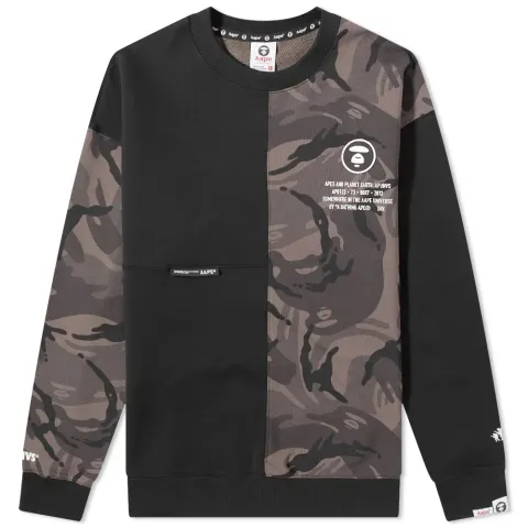 AAPE Camo Panel Crew Neck Sweat