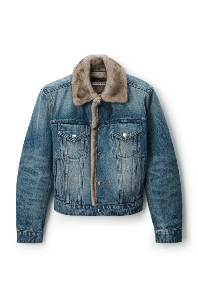 FAUX FUR LINED DENIM JACKET