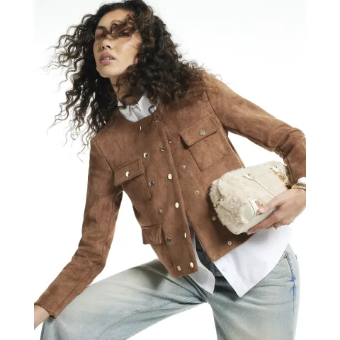 River Island Faux Suede Utility Trophy Jacket