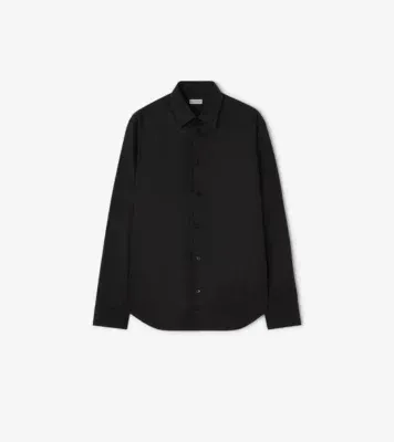 Slim Fit Cotton Shirt in Black
