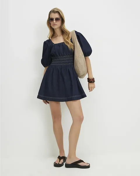 River Island Denim Mini Smock Dress