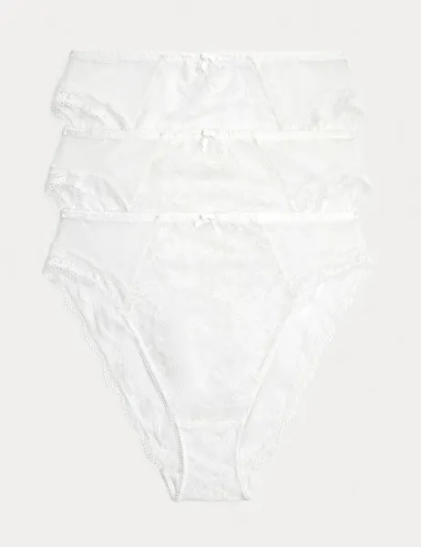 Marks & Spencer 3pk Jasmine Lace High Waisted High Leg Knickers White
