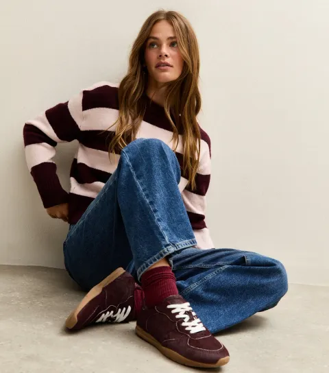 Women's Burgundy Calf Hair Trainers