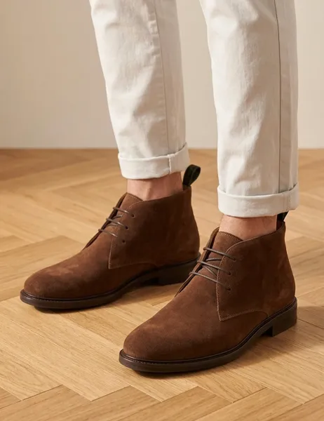 Wide Fit Suede Lace Up Chukka Boots Brown