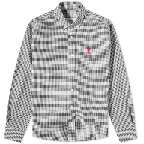 AMI Button Down Gingham Oxford Shirt