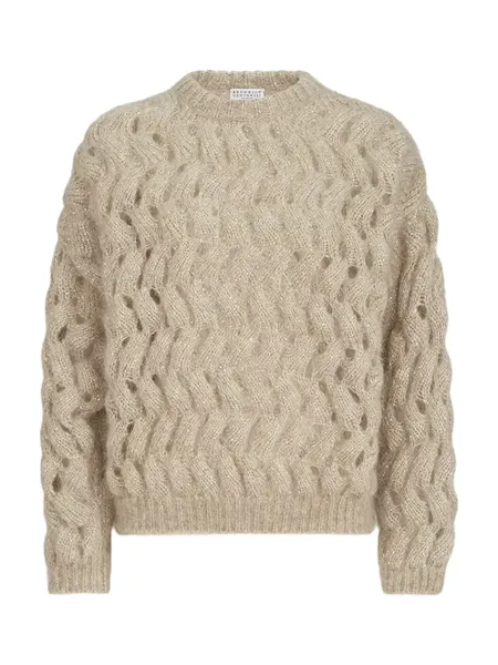 BRUNELLO CUCINELLI Zigzag Cables Jumper Sand