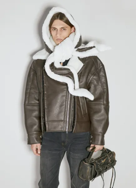 Synthetic Leather Wired Hood