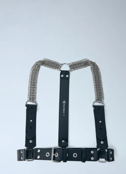 Chain-Detail Leather Harness