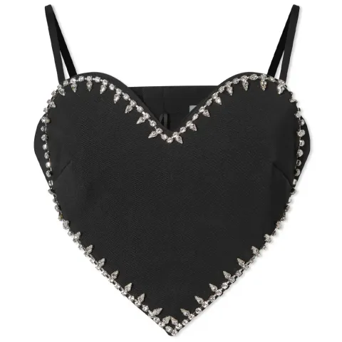 Crystal Trim Heart Crop Top