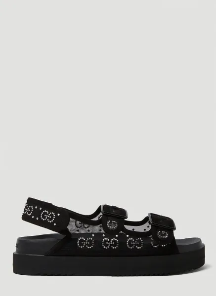 Crystal Jacquard Platform Sandals