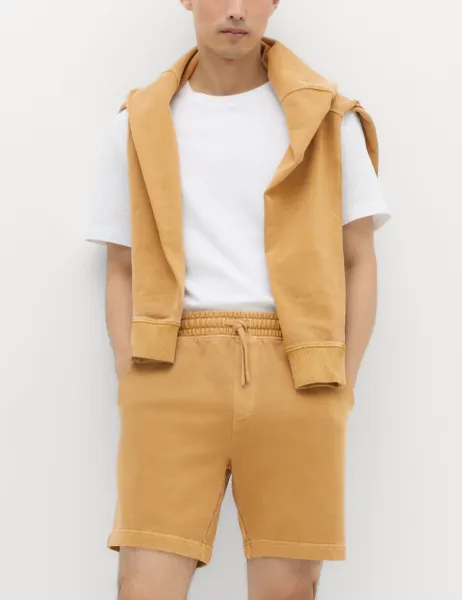 Marks & Spencer Relaxed Fit Pure Cotton Garment Dye Short Butterscotch