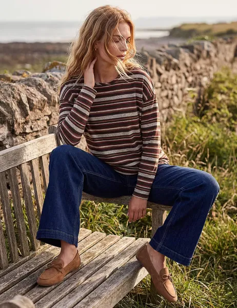 Roman Striped Regular Fit Top Brown Mix