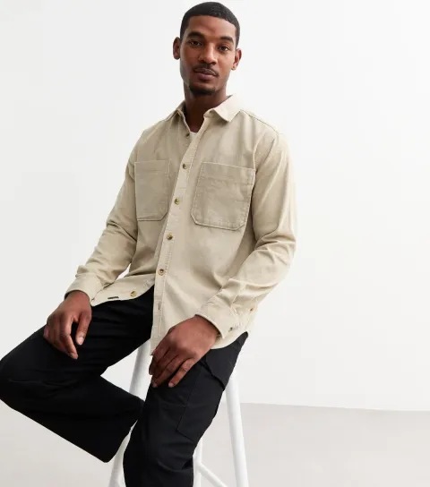Men's Stone Relaxed Cotton Corduroy Shirt