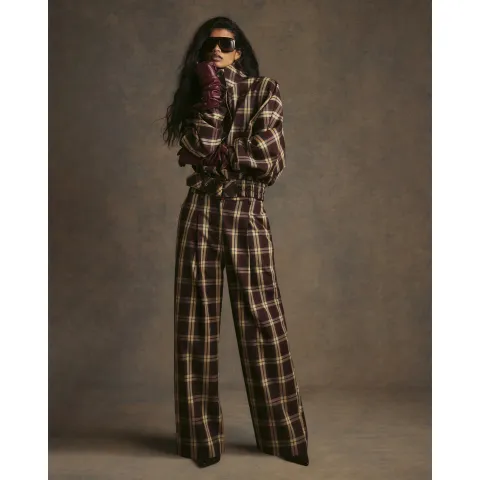 River Island Check Wide Leg Trousers