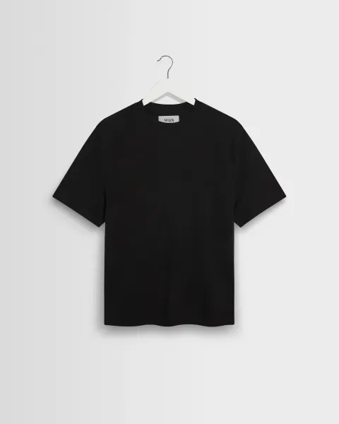 Dean - Black Textured Organic Cotton t-Shirt