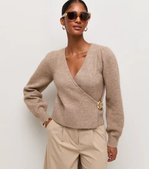 Women's Mink Knitted Buckle Wrap Jumper