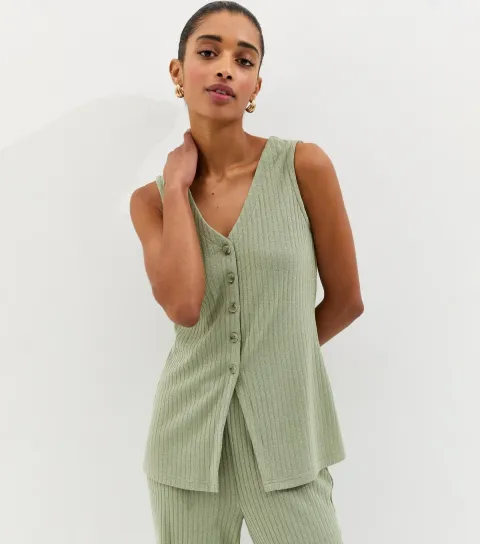 Women's Light Khaki Soft Touch V Neck Waistcoat