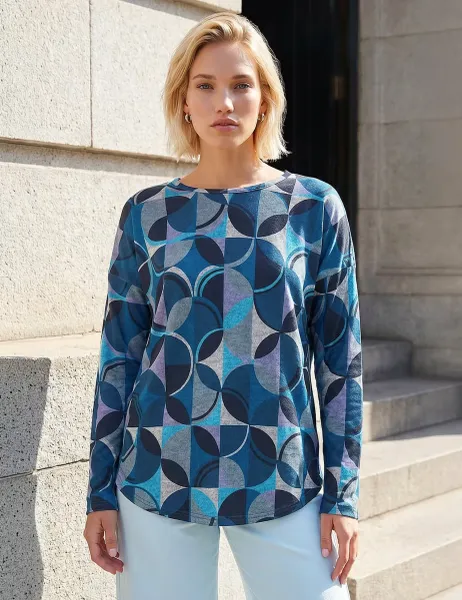 Roman Geometric Top Navy Mix