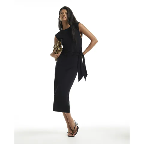 River Island Sleeveless Knot Front Drape Dress