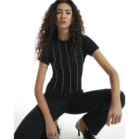 River Island Embellished Stripe T-Shirt