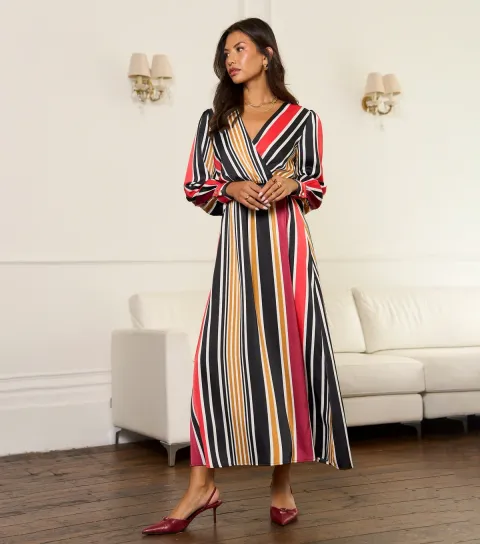 Women's Multicolour Satin Midaxi Dress