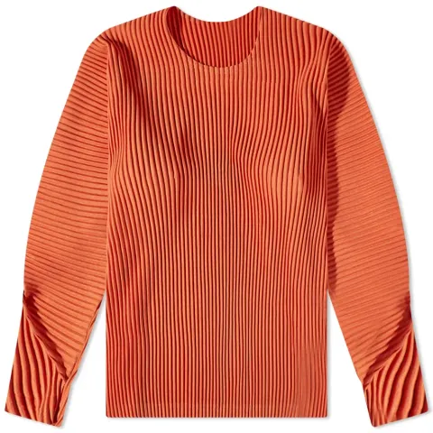 Long Sleeve Arc Pleated T-Shirt