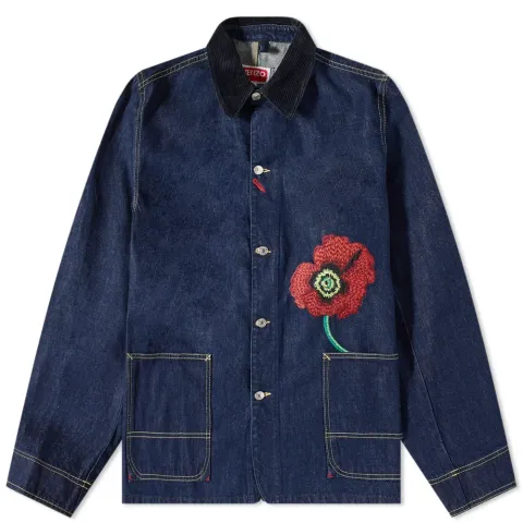 Embroidered Poppy Workwear Denim Jacket