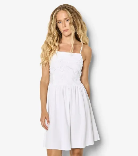 Women's White Cami Feather Dress